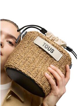 Borsa Tous saca Scoubidou naturale e nera per donna