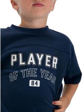 Set maglietta e bermuda blu scuro sportiva per bambino.