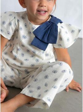 Set Mayoral stampato floreale blu avorio per bambina