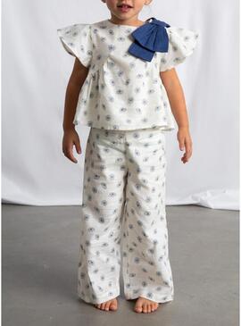 Set Mayoral stampato floreale blu avorio per bambina