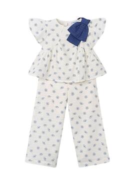 Set Mayoral stampato floreale blu avorio per bambina
