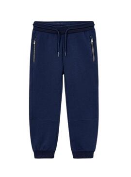 Pantalone jogger blu scuro con zip per bambino