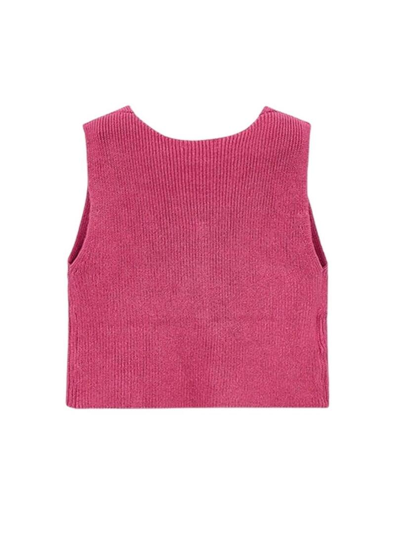 Gilet Mayoral rosa fucsia in maglia per bambina.
