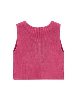 Gilet Mayoral rosa fucsia in maglia per bambina.