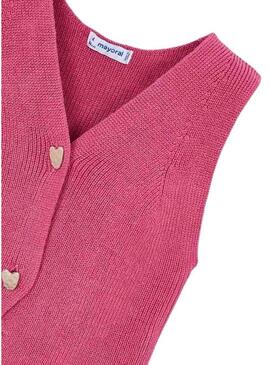 Gilet Mayoral rosa fucsia in maglia per bambina.