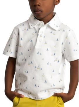 Polo Mayorale stampato bianco con barche per bambino