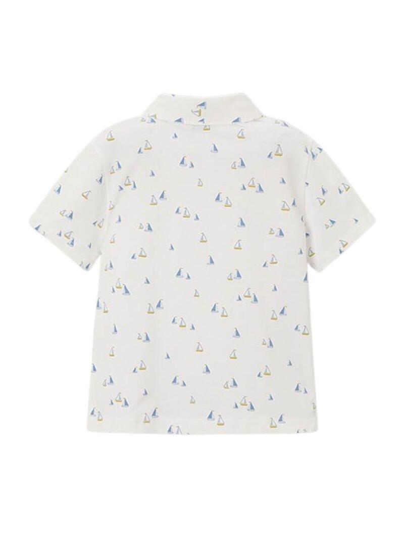 Polo Mayorale stampato bianco con barche per bambino