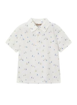 Polo Mayorale stampato bianco con barche per bambino