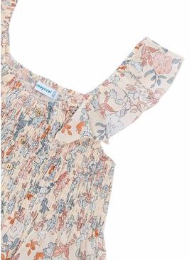 Blusa Mayoral floreale arricciata color crema per bambina