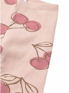 Set neonato maglietta, leggings e cerchietto con ciliege rosa per bambina.
