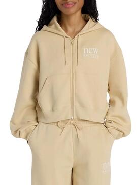 Felpa New Balance Fleece cammello per donna