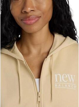 Felpa New Balance Fleece cammello per donna