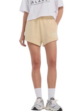 Shorts in pile New Balance color cammello per donna