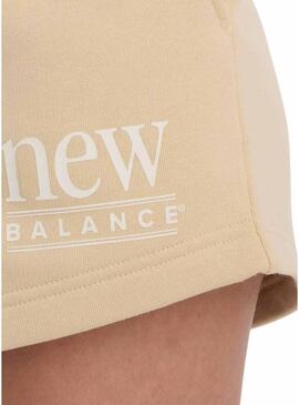 Shorts in pile New Balance color cammello per donna