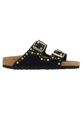 Sandali Birkenstock Arizona Rivets neri per donna.