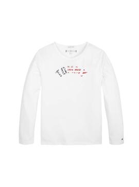 T-Shirt Tommy Hilfiger Essential Logo bianco Bambi