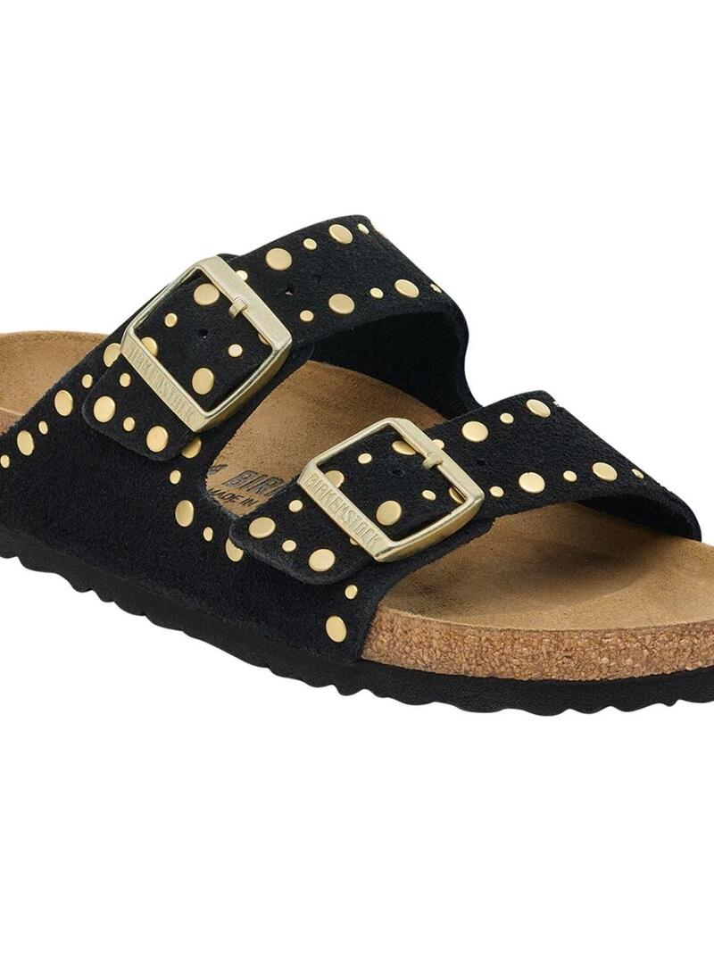 Sandali Birkenstock Arizona Rivets neri per donna.