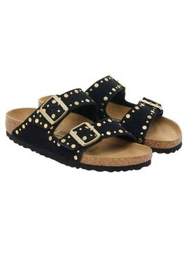 Sandali Birkenstock Arizona Rivets neri per donna.