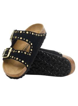 Sandali Birkenstock Arizona Rivets neri per donna.