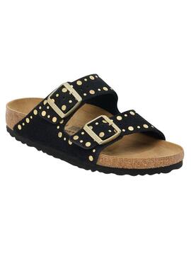 Sandali Birkenstock Arizona Rivets neri per donna.