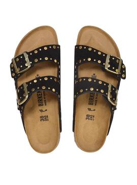 Sandali Birkenstock Arizona Rivets neri per donna.