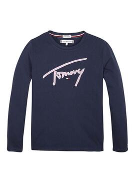T-Shirt Tommy Hilfiger Signature Blu Navy Bambina