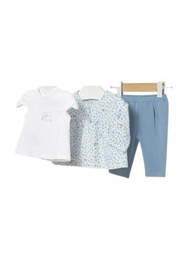Set 3 pezzi floreale blu per bambino