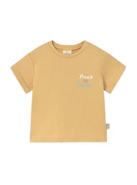 Maglietta Mayoral con messaggio mostarda per neonato.