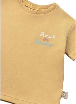 Maglietta Mayoral con messaggio mostarda per neonato.