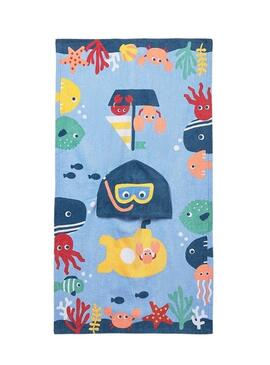 Accappatoio Mayoral blu per neonati con motivo di sottomarino.