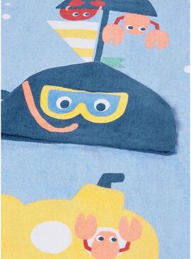 Accappatoio Mayoral blu per neonati con motivo di sottomarino.