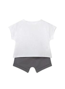 Pacco 4 pezzi bambino magliette e pantaloncini verde acqua e grigio