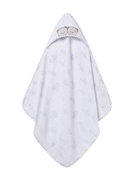 Accappatoio Mayoral con cappuccio orsetti bianco per neonato.