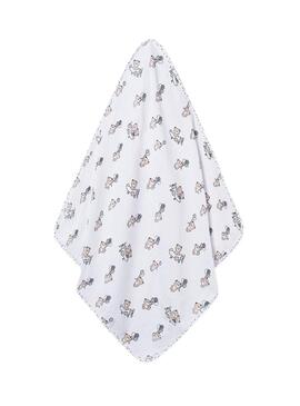 Accappatoio Mayoral con cappuccio orsetti bianco per neonato.