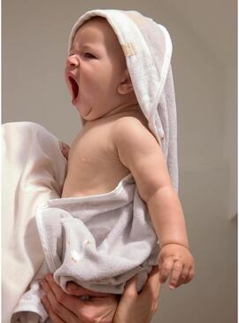 Accappatoio Mayoral con cappuccio e stampa di papere grigio perla per neonati