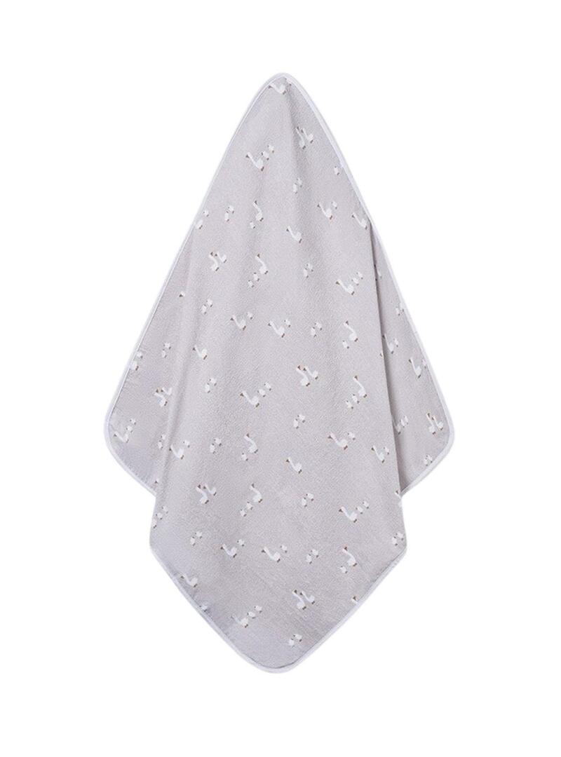 Accappatoio Mayoral con cappuccio e stampa di papere grigio perla per neonati