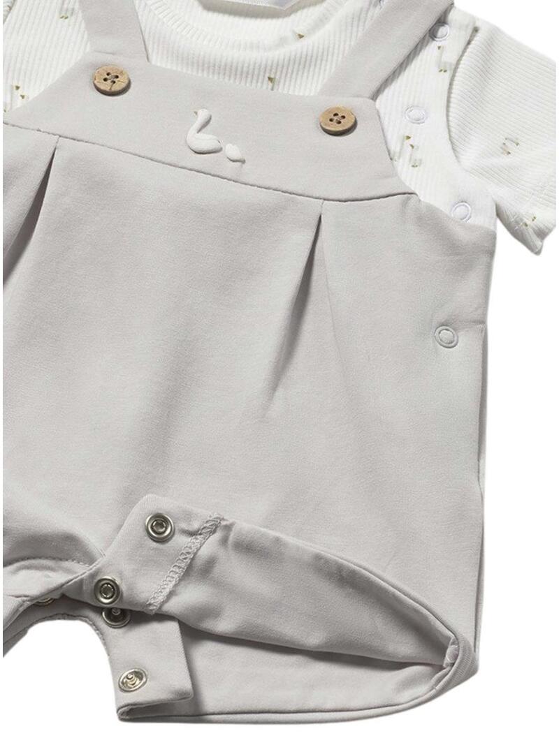 Set effetto peto beige con maglietta bianca stampata per bambino.