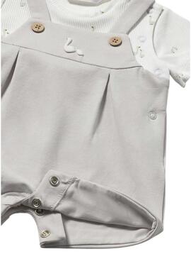 Set effetto peto beige con maglietta bianca stampata per bambino.