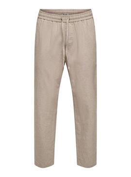 Pantaloni Only and Sons Linus beige per uomo