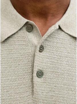 Polo a maglia Jack and Jones Bluriley verde per uomo.