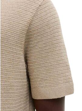 Maglia a maglia Jack and Jones Bluriley beige per uomo