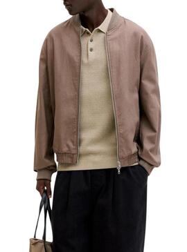 Maglia a maglia Jack and Jones Bluriley beige per uomo