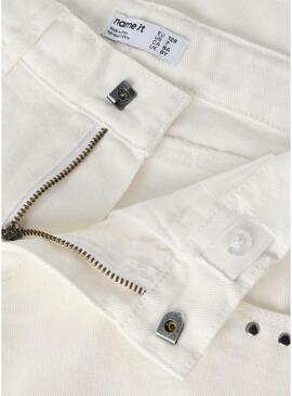 Pantaloni in denim Name It Bella Wide bianchi con borchie per bambina