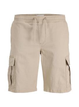 Bermudas Jack and Jones Cole cargo beige per uomo.