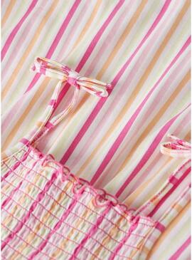 Abito Name It Filuaz a righe multicolore stampato per ragazza