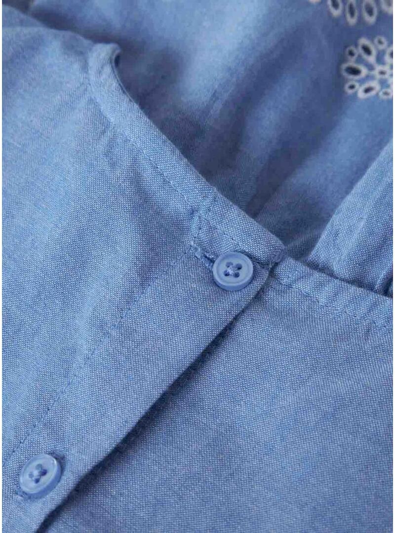 Nome top di Name It Ferma Mini ricamato in inglese blu per ragazza