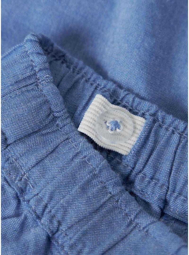 Shorts Name It Ferma Mini con ricamo inglese blu per ragazza.