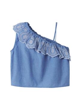 Top Name It Fermata ricamata in inglese blu per ragazza