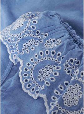 Top Name It Fermata ricamata in inglese blu per ragazza