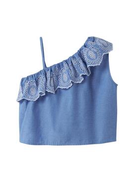 Top Name It Fermata ricamata in inglese blu per ragazza